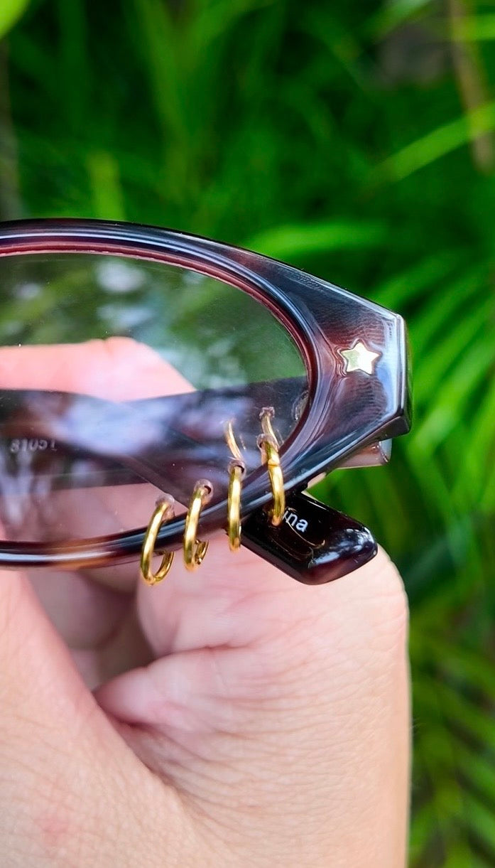 Pierced Up Sunnies: Brown Tortoise Shell Mini Oval with Gold Piercings